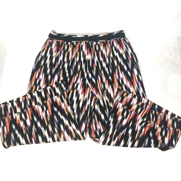 NY Collection Multi Color Printed Drawstring Capri Lounge Pants Stretch XL - Picture 4 of 5